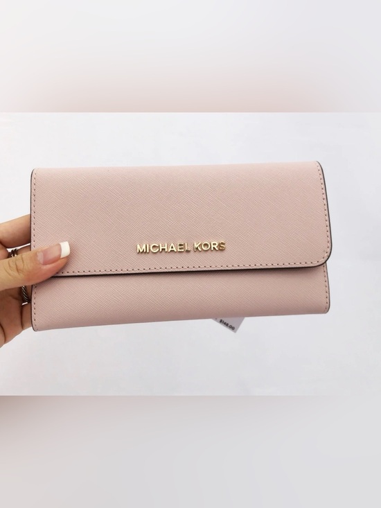 Michael Kors Handbags - Michael Kors Pale Pink Saffiano Continental Wallet with Gold Logo